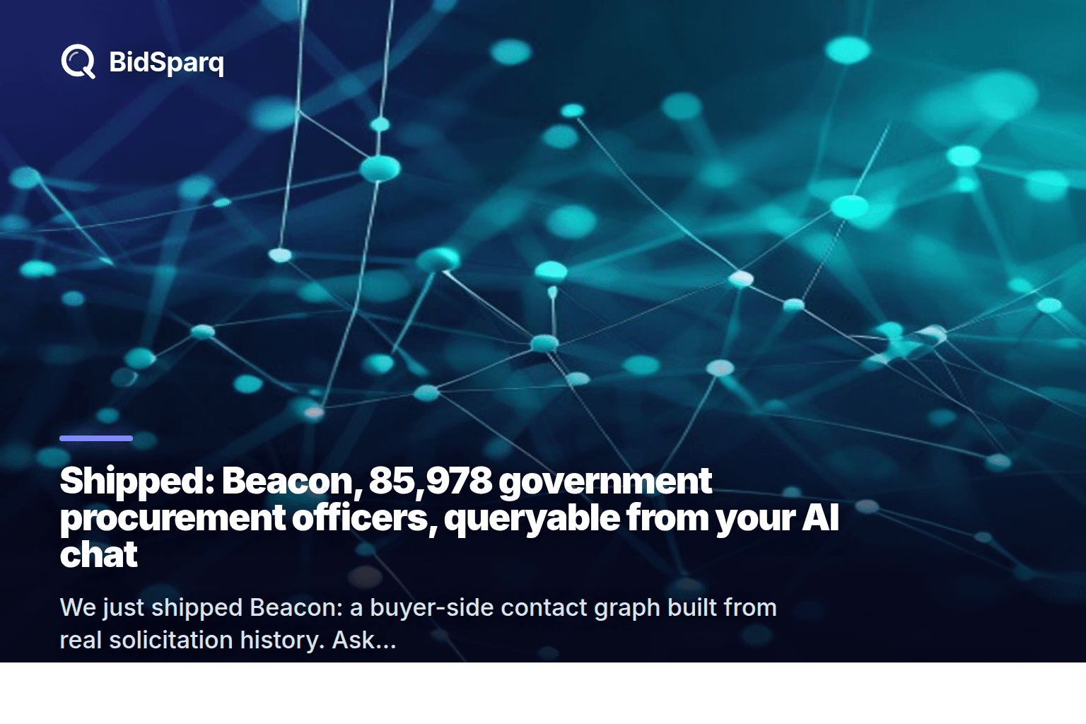 Shipped: Beacon, 85,978 government procurement officers, queryable from your AI chat