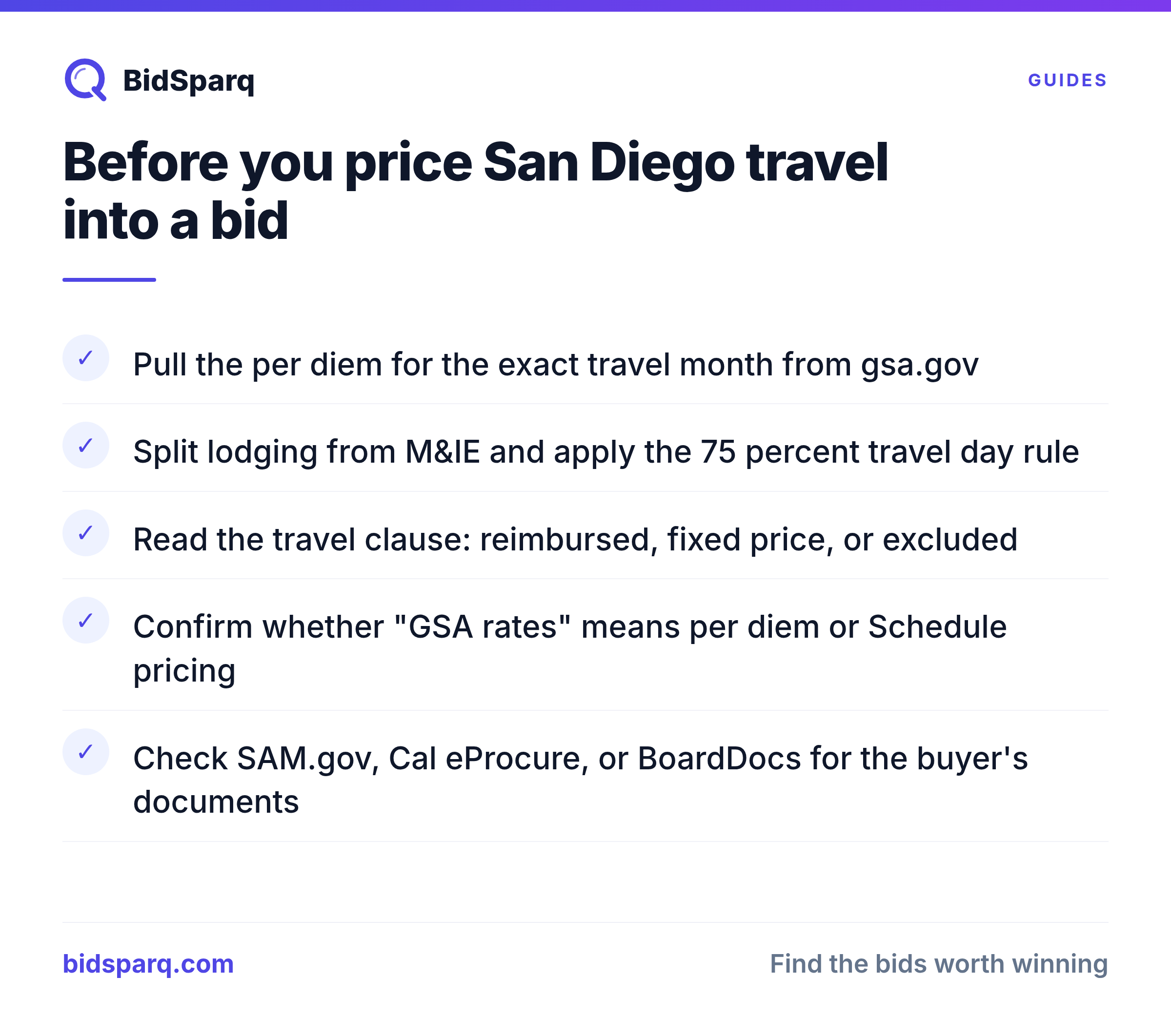 Before you price San Diego travel into a bid